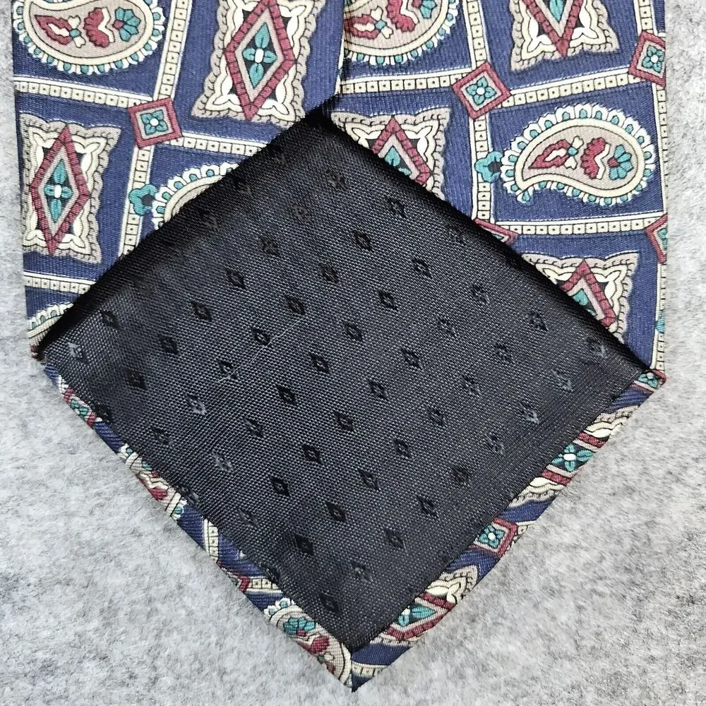 Wembley Necktie‎ Paisley Squares Print 100% Silk Geometric 4